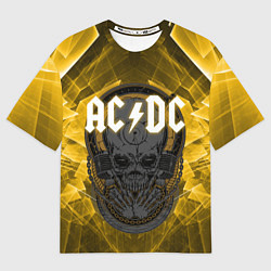 Футболка оверсайз мужская AC DC SKULL ROCK, цвет: 3D-принт