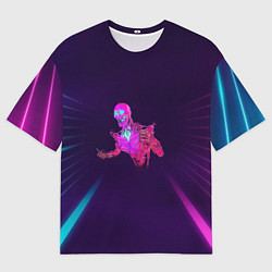 Футболка оверсайз мужская Скелетон розовый, цвет: 3D-принт