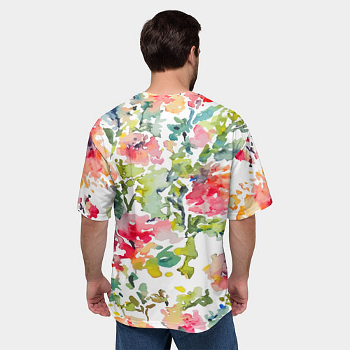 Мужская футболка оверсайз Floral pattern Watercolour Summer / 3D-принт – фото 4