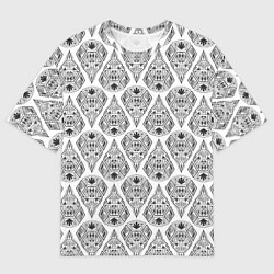 Футболка оверсайз мужская Черно-белый геометрический узор Арт деко, цвет: 3D-принт