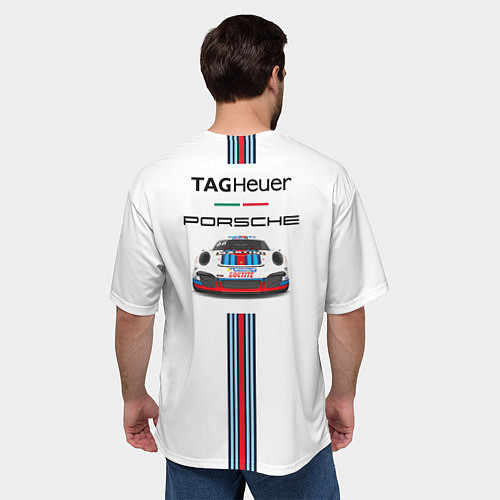 Мужская футболка оверсайз Porsche Martini Racing / 3D-принт – фото 4