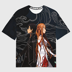 Мужская футболка оверсайз Кирито и Асуна - Sword Art Online