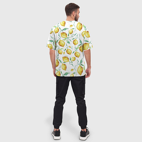 Мужская футболка оверсайз Лимоны Нарисованные Акварелью / 3D-принт – фото 4