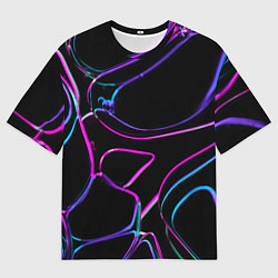 Мужская футболка оверсайз Неоновые линзы во тьме - Фиолетовый