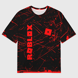 Футболка оверсайз мужская ROBLOX красный логотип, цвет: 3D-принт