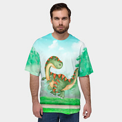 Футболка оверсайз мужская Маленький Динозаврик, цвет: 3D-принт — фото 2