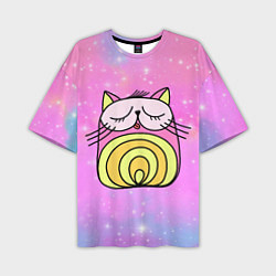 Мужская футболка оверсайз Абстрактный круглый котик