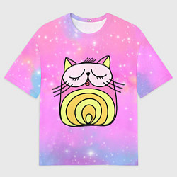 Мужская футболка оверсайз Абстрактный круглый котик