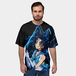 Футболка оверсайз мужская Сейлор Меркурий -гениальная школьница, цвет: 3D-принт — фото 2