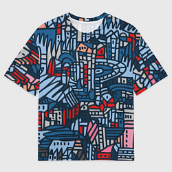 Мужская футболка оверсайз Sketch in blue tones