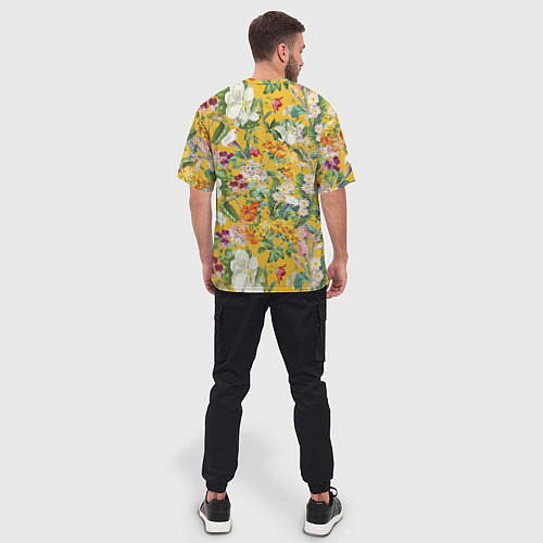 Мужская футболка оверсайз Цветы Солнечное Лето / 3D-принт – фото 4