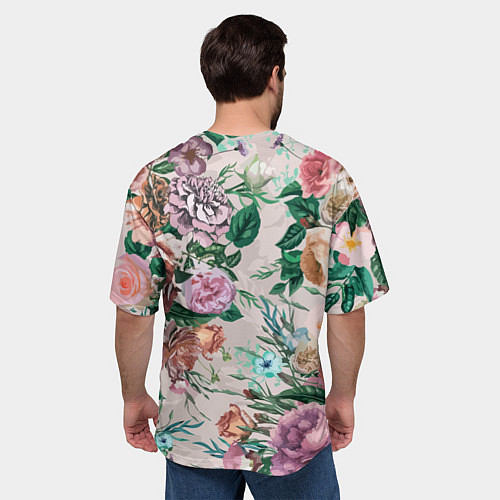 Мужская футболка оверсайз Color floral pattern Expressionism Summer / 3D-принт – фото 4