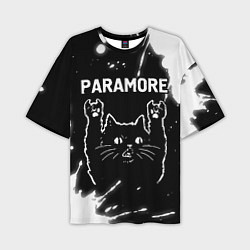 Футболка оверсайз мужская Группа Paramore и Рок Кот, цвет: 3D-принт