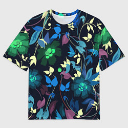 Мужская футболка оверсайз Color summer night Floral pattern