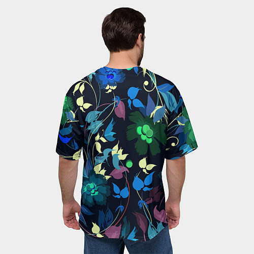 Мужская футболка оверсайз Color summer night Floral pattern / 3D-принт – фото 4