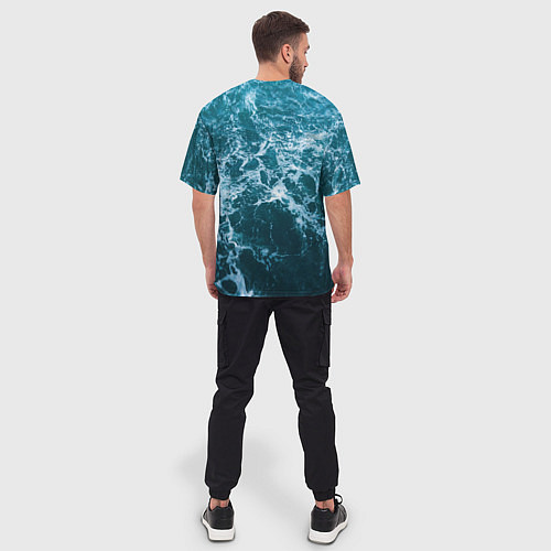 Мужская футболка оверсайз Blue ocean / 3D-принт – фото 4