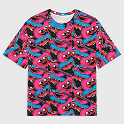 Мужская футболка оверсайз POPPY PLAYTIME HAGGY WAGGY AND KISSY MISSY ПАТТЕРН