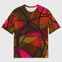 Футболка оверсайз мужская Абстрактный узор в оранжево-красных тонах, цвет: 3D-принт