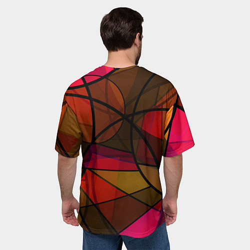 Мужская футболка оверсайз Абстрактный узор в оранжево-красных тонах / 3D-принт – фото 4