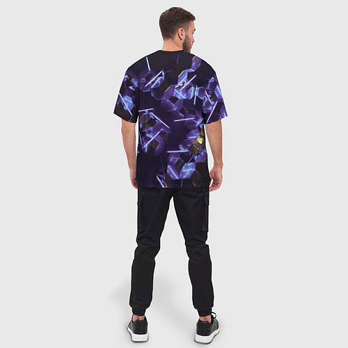 Мужская футболка оверсайз Неоновые фигуры с лазерами - Фиолетовый / 3D-принт – фото 4