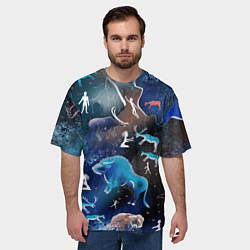 Футболка оверсайз мужская Альтернативная Альтамира синяя, цвет: 3D-принт — фото 2