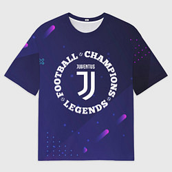 Футболка оверсайз мужская Символ Juventus и круглая надпись Football Legends, цвет: 3D-принт