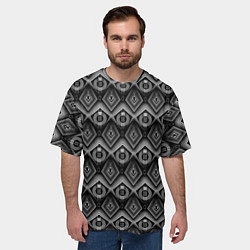 Футболка оверсайз мужская Черно-белый геометрический современный узор арт де, цвет: 3D-принт — фото 2