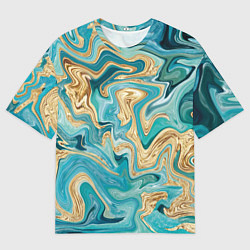 Мужская футболка оверсайз Marble Golden Blue