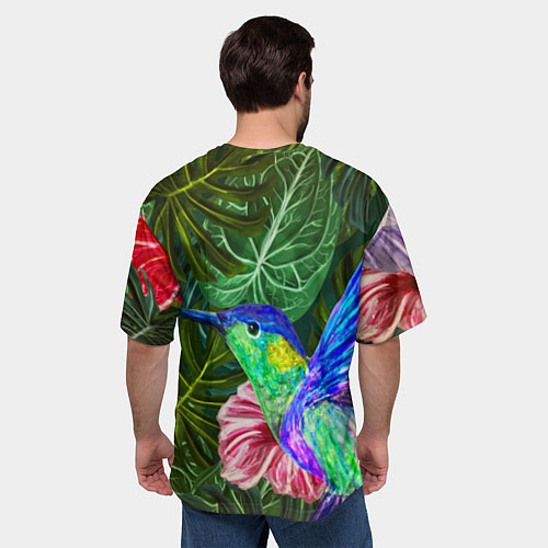 Мужская футболка оверсайз Колибри живопись / 3D-принт – фото 4
