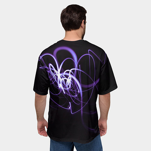 Мужская футболка оверсайз Неоновый узор - Фиолетовый / 3D-принт – фото 4