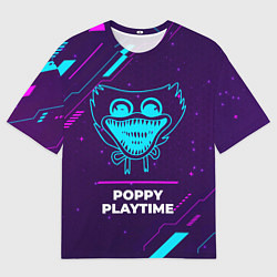 Футболка оверсайз мужская Символ Poppy Playtime в неоновых цветах на темном, цвет: 3D-принт