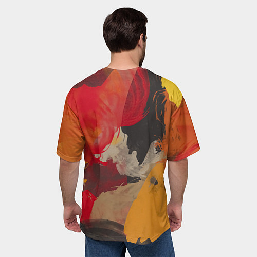 Мужская футболка оверсайз Мазки Акварелью / 3D-принт – фото 4
