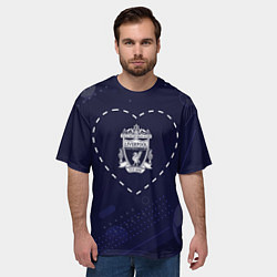 Футболка оверсайз мужская Лого Liverpool в сердечке на фоне мячей, цвет: 3D-принт — фото 2