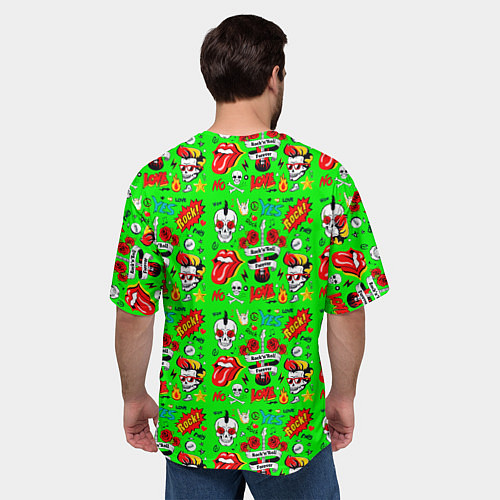 Мужская футболка оверсайз LOVE OF ROCK AND ROLL / 3D-принт – фото 4