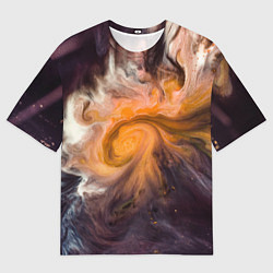 Футболка оверсайз мужская Неоновые краски - Оранжевый, цвет: 3D-принт