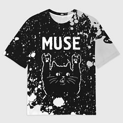 Футболка оверсайз мужская Группа Muse и Рок Кот, цвет: 3D-принт