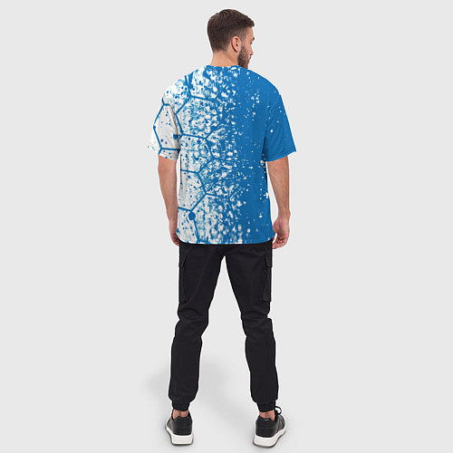 Мужская футболка оверсайз Inter соты / 3D-принт – фото 4