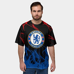 Футболка оверсайз мужская Челси chelsea пламя, цвет: 3D-принт — фото 2