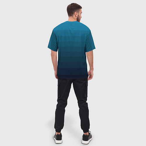 Мужская футболка оверсайз Blue stripes gradient / 3D-принт – фото 4
