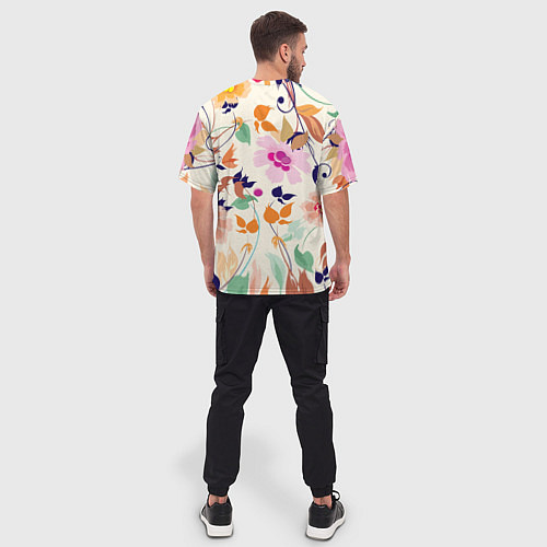 Мужская футболка оверсайз Summer floral pattern / 3D-принт – фото 4