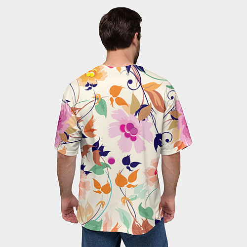 Мужская футболка оверсайз Summer floral pattern / 3D-принт – фото 4