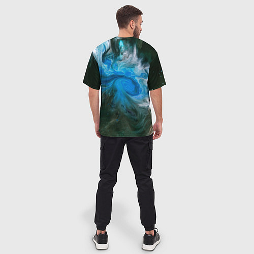 Мужская футболка оверсайз Неоновые краски - Синий / 3D-принт – фото 4