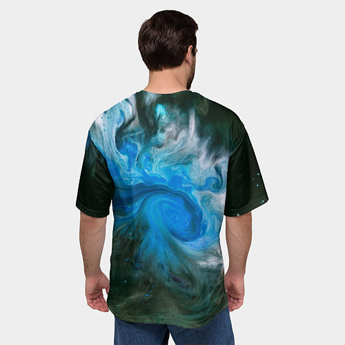 Мужская футболка оверсайз Неоновые краски - Синий / 3D-принт – фото 4