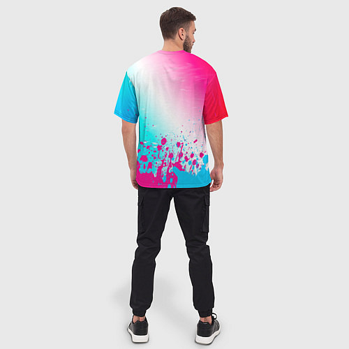 Мужская футболка оверсайз Land Rover Neon Gradient / 3D-принт – фото 4