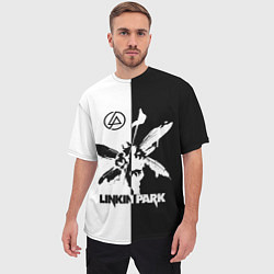 Футболка оверсайз мужская Linkin Park логотип черно-белый, цвет: 3D-принт — фото 2