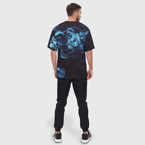Мужская футболка оверсайз Неоновые пары дыма - Синий / 3D-принт – фото 4