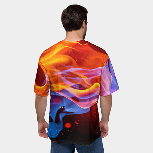 Мужская футболка оверсайз Огонь и вода Стихия Абстракция / 3D-принт – фото 4