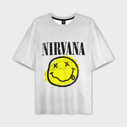 Футболка оверсайз мужская Nirvana логотип гранж, цвет: 3D-принт