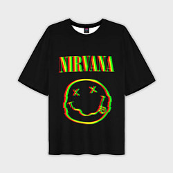 Мужская футболка оверсайз Nirvana глитч