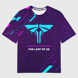 Мужская футболка оверсайз Символ The Last Of Us в неоновых цветах на темном